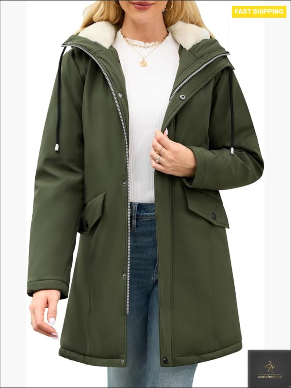 Women's Winter Rain Jacket Water Repellent Fleece Lined Warm Coat with Hood